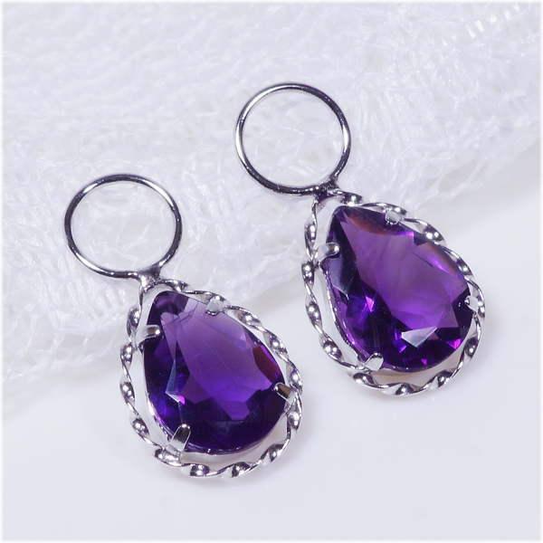 PT 1.6ct アメシスト チャーム ペアシェイプ プラチナ（ピアス 