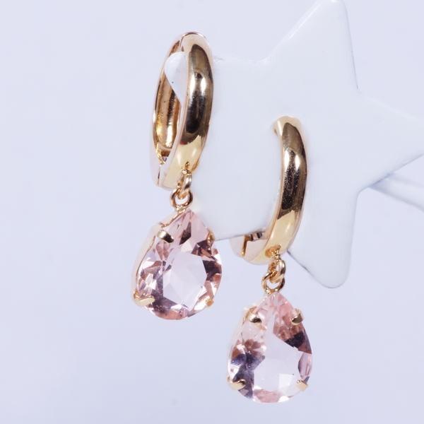 K18 1.6ct モルガナイトピアリング ペアシェイプ 18金 モルガナイト