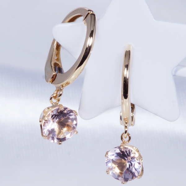 K18 0.8ct モルガナイトピアリング ラウンド 18金 クリスマス ギフト 