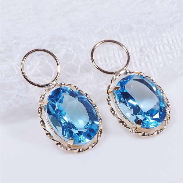 K18 大粒ブルートパーズリング ペアシェイプカット ボリューム感  