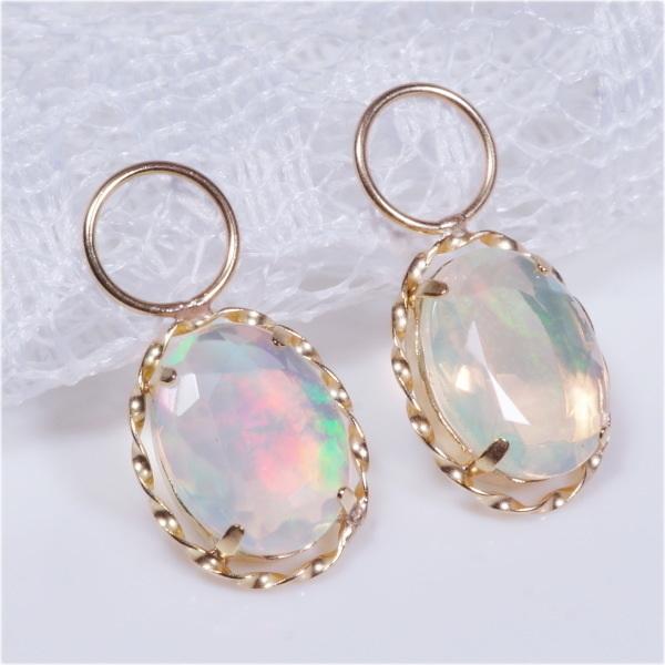 K18 1.2ct オパールチャーム オーバル 18金（ピアス・イヤリング