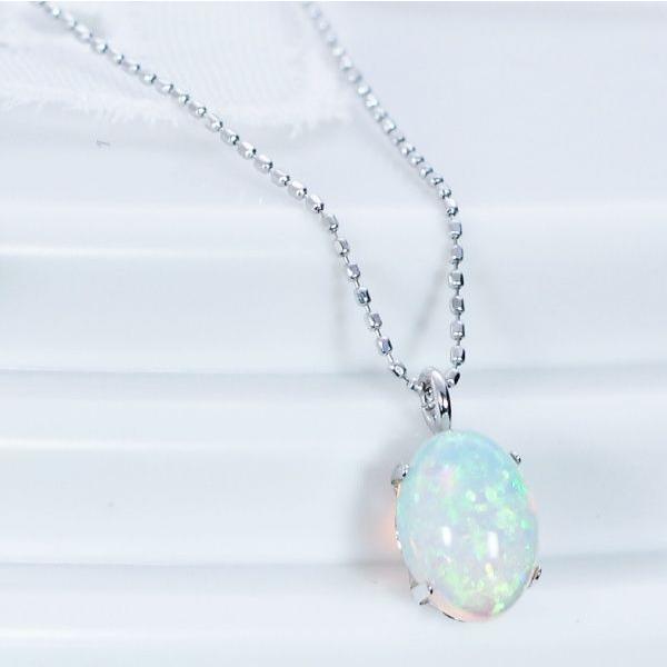 K18WG 0.3ct オパール ペンダント ネックレス 18金ホワイトゴールド  
