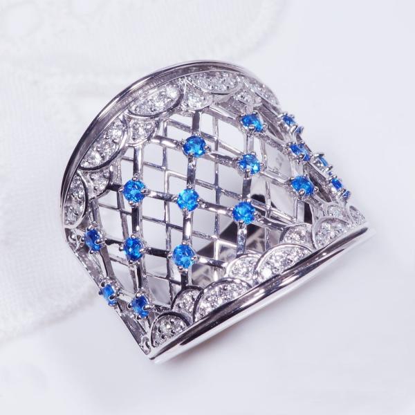 天然石 アウイナイト プラチナ リング 12号 美品 アウイナイト ダイヤ デザインリング プラチナ アンティーク 格子 幅広