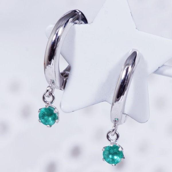 K14WG 0.2ct エメラルドピアリング ラウンド 14金ホワイトゴールド 5月