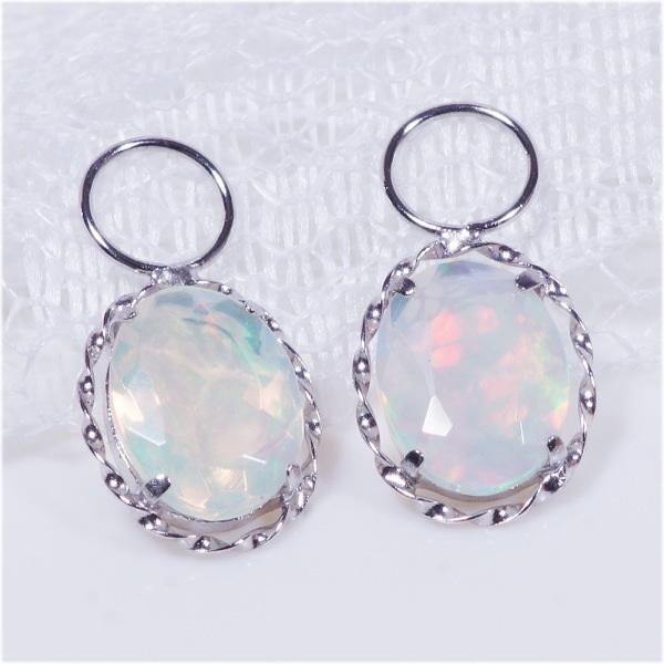 PT 1.2ct オパールチャーム オーバル プラチナ（ピアス・イヤリング用 