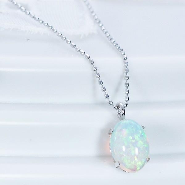 K18WG 0.3ct オパール ペンダント ネックレス 18金ホワイト