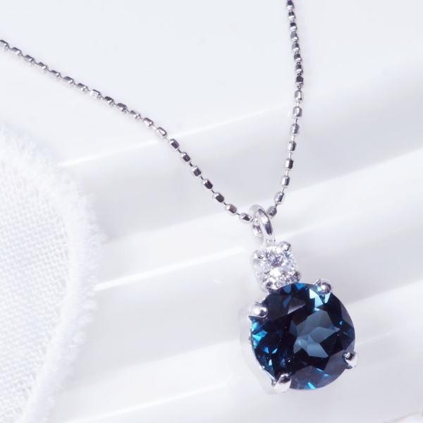 PT 1ct ロンドンブルートパーズ ペンダント ダイヤ 0.05ct プラチナ 