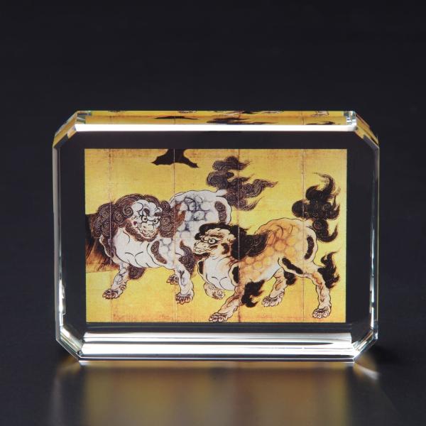 狩野永徳「唐獅子」ガラス工芸 国宝 唐獅子図屏風 霊獣 神獣 魔除け