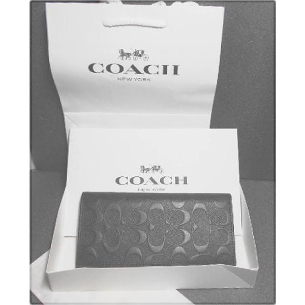コーチ COACH 長財布 SIG BLACK 本皮 正規品 黒 : japhinitem 