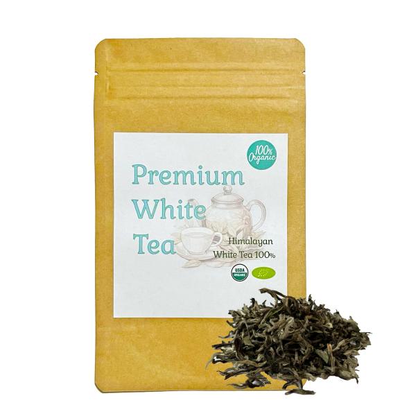 【100%オーガニック】ヒマラヤ産無農薬栽培ホワイトティー 50g 手摘み白茶 高級茶葉 ギフト