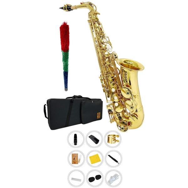 変更OK アルトサックス11点セット E Saxophone ゴールドラッカー