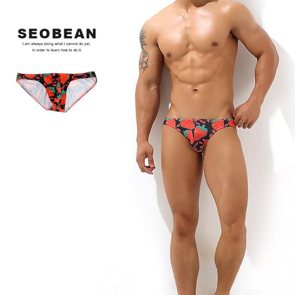 SEOBEAN セビン いちごビキニ ローライズ ビキニ M-L ブロックカラー スポーツ メンズ 下着 パンツ お洒落 男性下着 インナー 人気 男性用 かっこいい