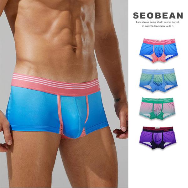 ボクサーパンツ メンズ SEOBEAN セビン グラデーション ローライズ ボクサーパンツ 086 M-XL メンズ 下着 パンツ  超ローライズ 昇華プリント 男性 ショート