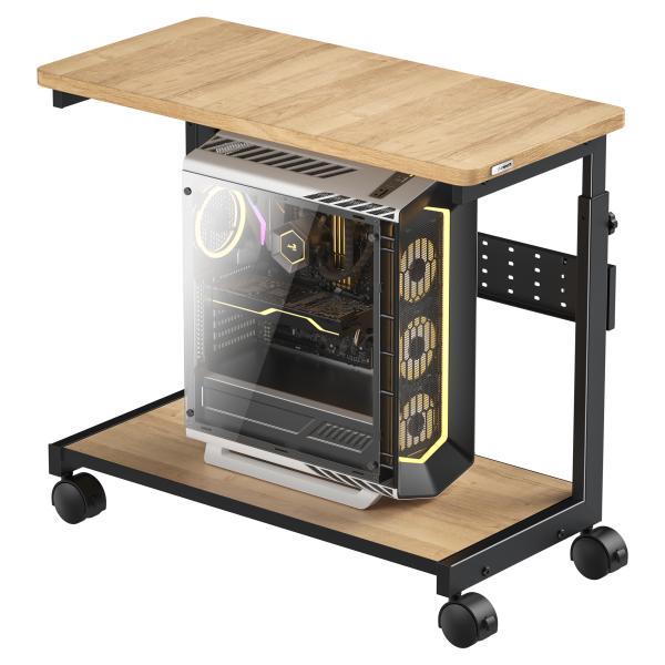 U-POWER PCワゴン 昇降式 L字デスク パソコンラック PCラック 高さ調整可能 (幅32×奥行67×高さ60~80cm) ナチュラル X-1