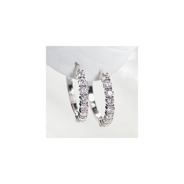 K18YG/PT900 ダイヤモンド フープ ピアス レディース 18金 プラチナ