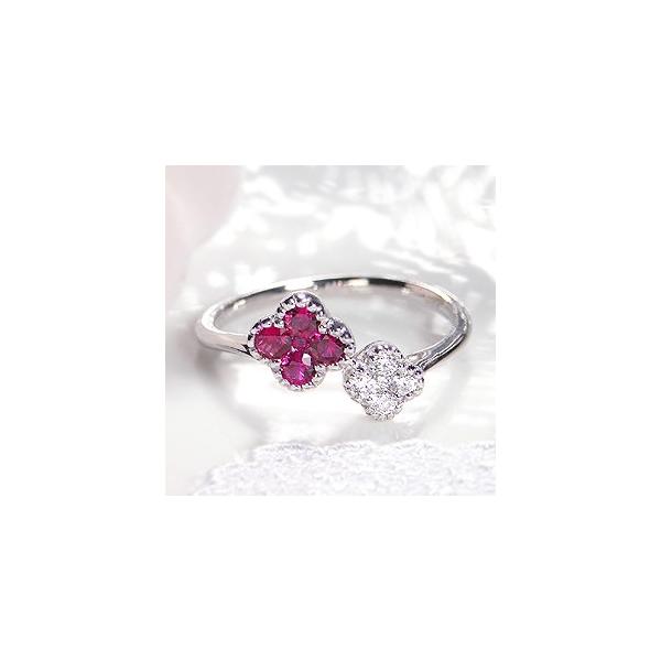 【14K】フラワーリング　天然石　ピンクルビー　ダイヤ 14K】フラワーリング 天然石 ピンクルビー ダイヤ G103157388