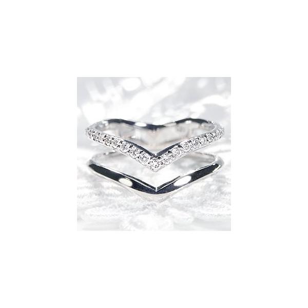 ダイヤモンド リング プラチナ 指輪 V字 二連 エタニティ pt900