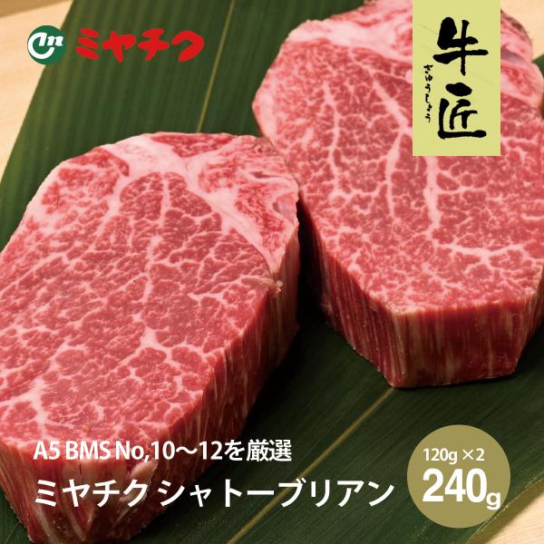 父の日 ギフト ミヤチク 宮崎牛 A5 シャトーブリアン 120g×2枚セット B・M・S No.10〜12 ステーキ 国産 和牛 牛肉 食品 プレゼント