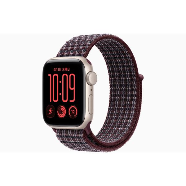 ★新品未開封 Apple Watch SE 第3世代 GPSモデル 40mm MEHV4J/A+MK7R4FE/A スターライトアルミニウムケース とバーガンディプラッドスポーツループ