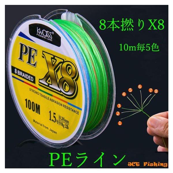 PEライン 4本編 #1.0 Φ0.16mm 100ｍ (10m毎計5色）