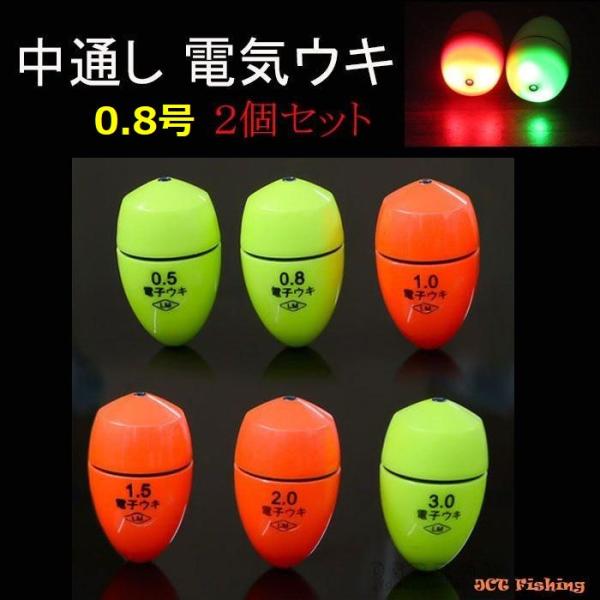 電気ウキ 0.8号 2個セット 中通し 円錐 ウキ BR425 夜釣り ウキ