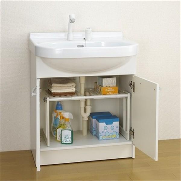 シンク下 フリーラック1段 収納 便利なシンク下収納棚 伸縮棚 フリー