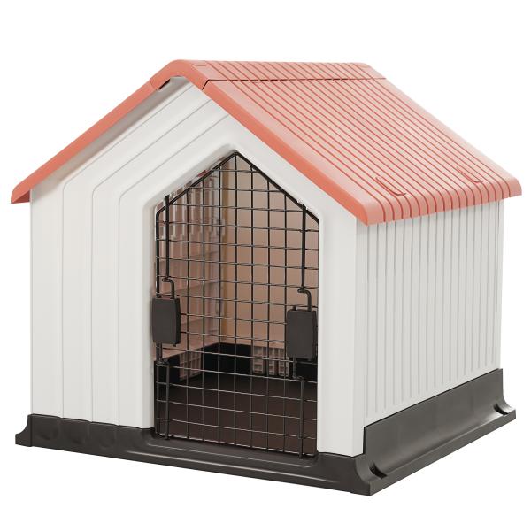 犬小屋 ドア付き ペットハウス ペットケージ プラスチック製 犬 室内犬