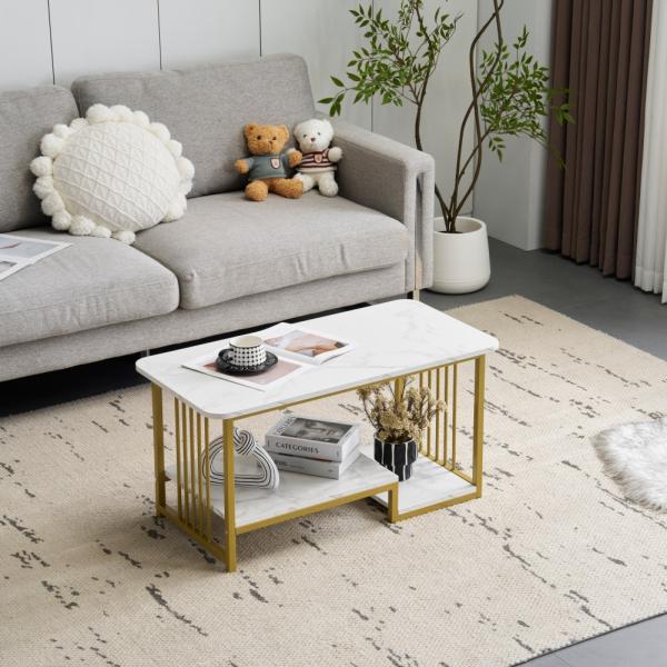 新作登場】センターテーブル 大理石調 幅90cm 収納付き 長方形 ロー