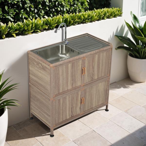 幅54cm】屋外 流し台 ステンレス製 ガーデンシンク 作業台 キッチン