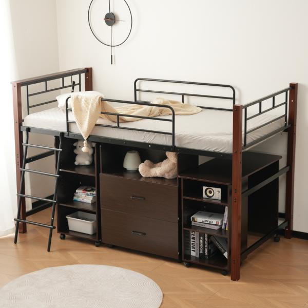 高さ130cm】【マット付き】システムベッド 4点セット ロフトベッド+