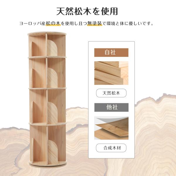 【新品】 4段-回転盤タイプ無垢材 回転式本棚 飾り棚 絵本棚 360°回転本棚 4段-回転盤-マルチ高さ】無垢材 回転式本棚 飾り棚 絵本棚 360