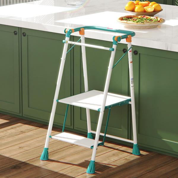 【家庭向け】このはしごは日常的なツールとしてだけでなく、キッチンやバスルームなどで子供の補助ツールとしても活躍します。【折りたたみ＆軽量】このステッパーは簡単に折りたたむことができ、軽量で持ち運びもラクラク。省スペースで収納・移動が便利なの...
