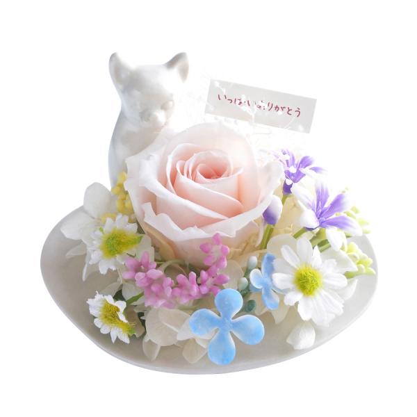 【メモリアルフラワー B チワワ風】愛犬 犬 ペット お悔やみ 贈り物 花 仏花プリザーブドフラワー お供え 仏壇 ギフト　コンパクト　小さい
