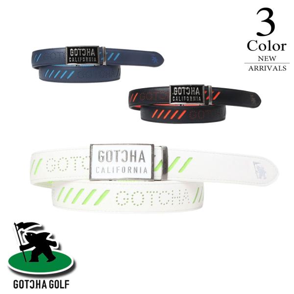 ベルト【F(全長128cm)】ホワイト　ガッチャゴルフ　252gg8104 GOTCHA GOLF ガッチャゴルフ ゴルフ パンチング ロゴ 裏メッシュ