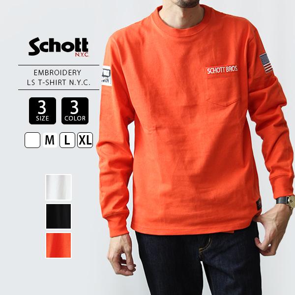 Schott Tシャツ 長袖 ショット Tシャツ 長袖 ロンt Embroidery Ls T Shirt N Y C メンズ トップス 067 ジーンズショップヤマト 通販 Yahoo ショッピング