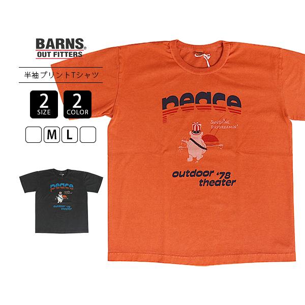 BARNS バーンズ メンズ トップス 半袖 Tシャツ プリントTシャツ クルーネック TUBE TEE SS TEE 丸胴 綿100％ PEACE ドライコットン BR-26300