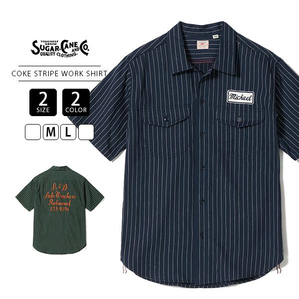 【希少】Sugar Cane シュガーケーン ストライプシャツ Mサイズ★ SUGAR CANE Sugar Cane シュガーケーン メンズ 半袖シャツ ワーク