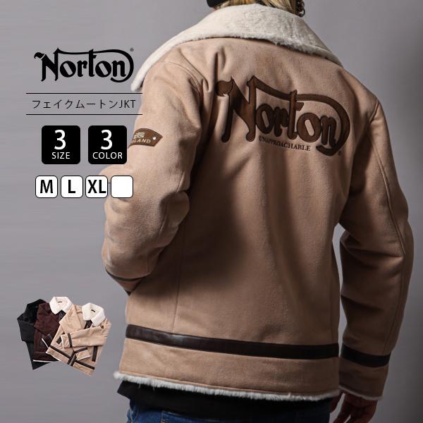 Norton ファッション 服 ノートン ムートンジャケット PU ライン 