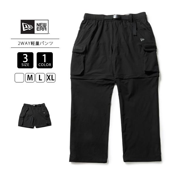 NEW ERA ニューエラ ユニセックス パンツ アウトドアパンツ 2WAY デタッチャブル ショーツにも 軽量 ストレッチ生地 撥水 シンプルロゴ ブラック 14774246