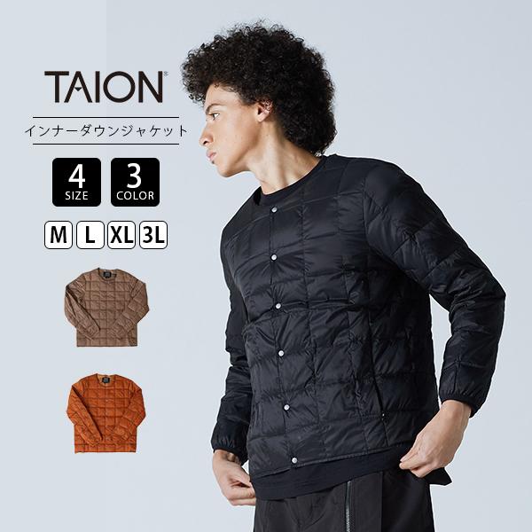 TAION タイオン メンズ インナーダウン アウター ベーシック クルーネックボタン インナーダウンジャケット 軽量 TAION-104 0321
