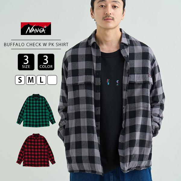 NANGA ナンガ トップス 長袖 チェックシャツ バッファローチェック Wポケットシャツ 収納力 ワークシャツ ポリエステル レーヨン アメカジ N2620-1I060A