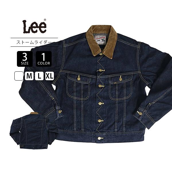 <美品>Lee × AKM ストームライダー デニムジャケット レザー襟 Lee（リー） STORM RIDER DENIM ライトアウター デニムジャケット