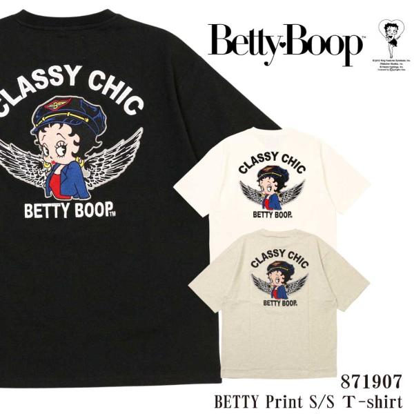 メール便発送 Betty Boop ベティブープ 半袖 Tシャツ 871907 刺繍
