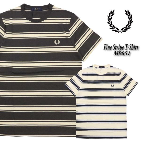 FRED PERRY フレッドペリー 半袖 Tシャツ Fine Stripe T-Shirt M9851 ストライプ ロゴ ワンポイント クルーネック 正規販売店 メール便 フレペリ FRED PERRY（フレッドペリー） 半袖 Tシャツ Fine Stripe T-Shirt