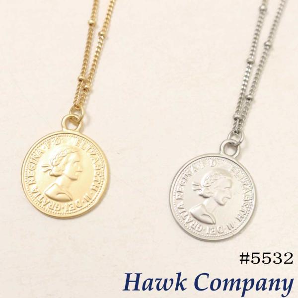 メール便発送 Hawk Company ホークカンパニー FAUCON ネックレス 5532 コイン チェーンネックレス  メンズ レディース ユニセックス アクセサリー 小物