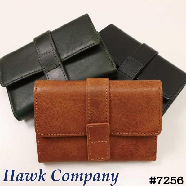 ホークカンパニー Hawk Company 三つ折り財布 イタリアンレザー プレゼント 7256 牛革 レザー ウォレット 本革 日本製 コンパクト ミドルウォレット