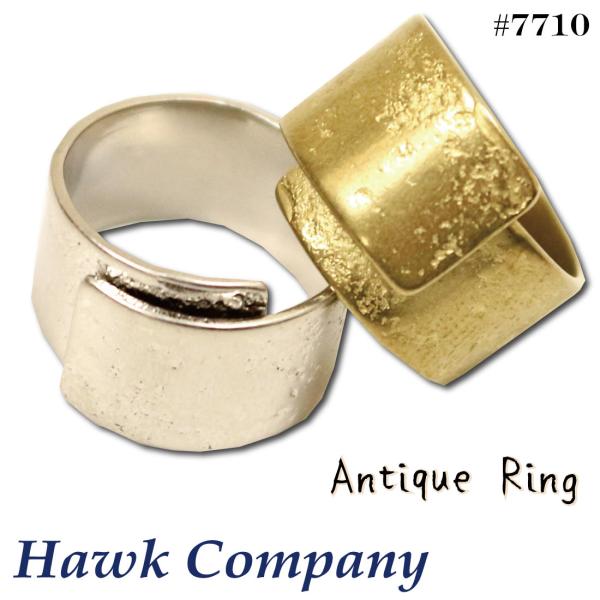 メール便発送 ホークカンパニー Hawk Company 7710 アンティークリング 真鍮 ブラス フリーリング ゴールド シルバー プレゼントに最適