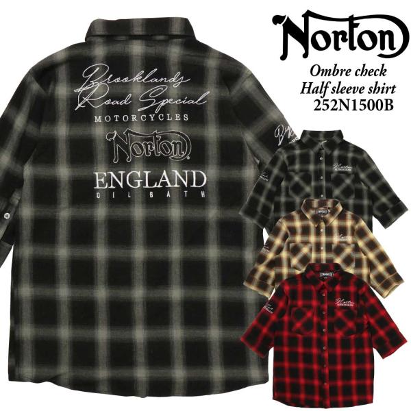 ノートン（NORTON） 服 5分袖 シャツ 252N1500B オンブレチェック 5分 