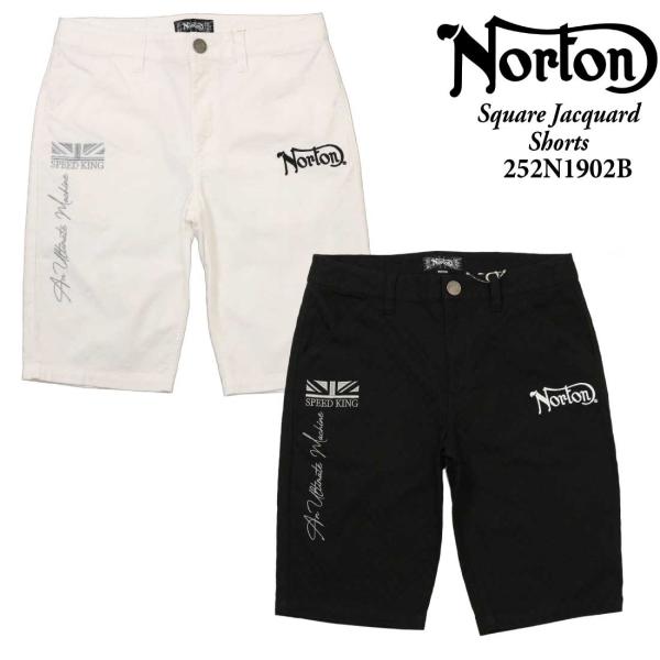 Norton ノートン 服 ショートパンツ デニム 252N1902B ストレッチ チェック スクエア ジャカード ショーツ 刺繍 短パン バイカー アメカジ メンズ ノートン（NORTON） 服 ショートパンツ デニム 252N1902B ストレッチ