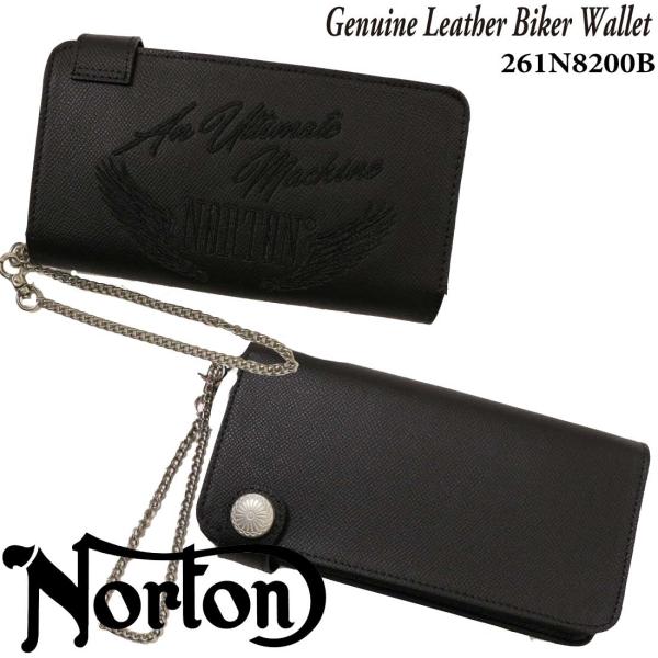 ノートン（NORTON） 服 財布 本革 同色 刺繍 バイカーズ ウォレット